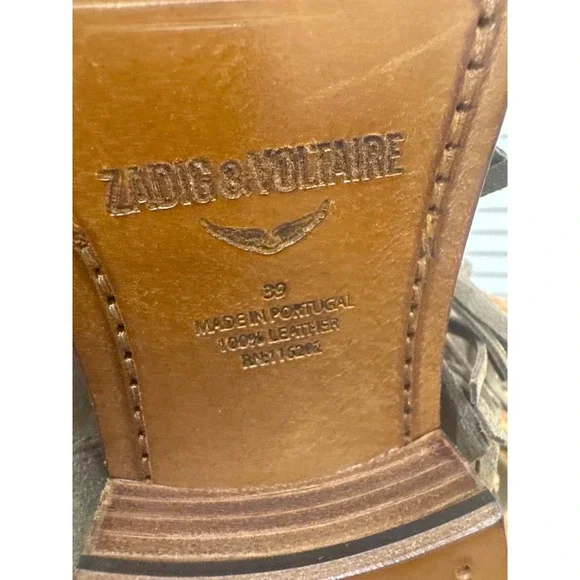 Zadig Voltaire Suede Fringe Western Boots Taupe Ankle Booties Size 39 - Picture 8 of 8